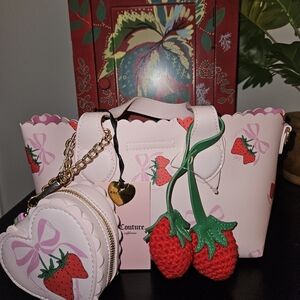 Juicy Couture Pink Strawberry Print Women's Bag Set
